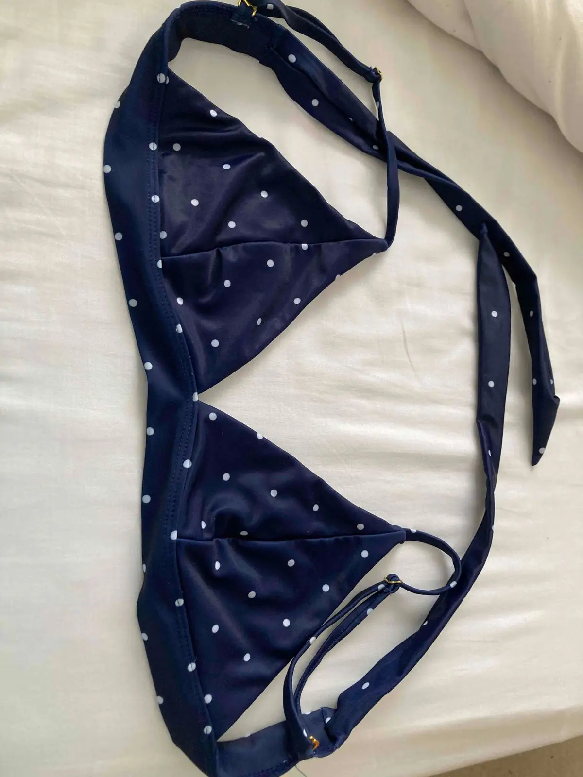 Navy Blue Polka Dot Bikini Top