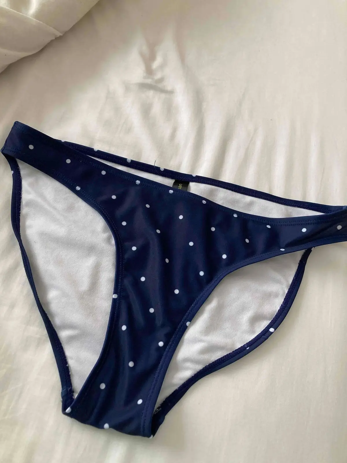 Navy Blue Polka Dot Bikini Top
