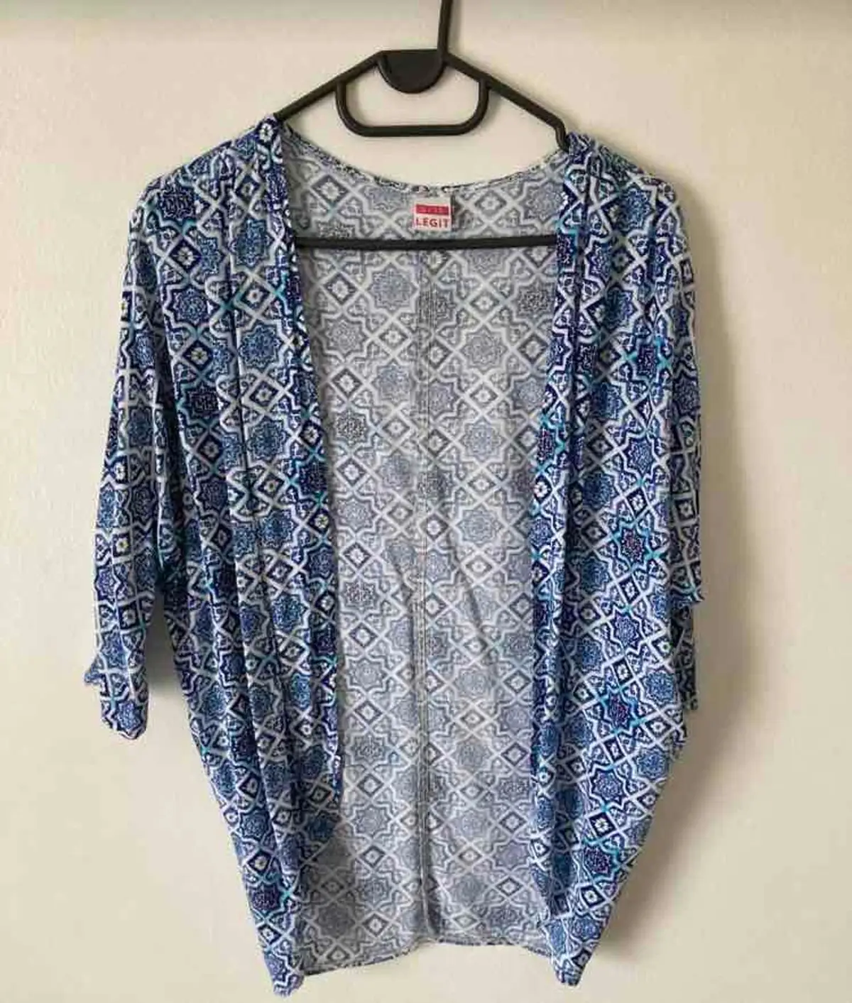 Blue Patterned Open Cardigan