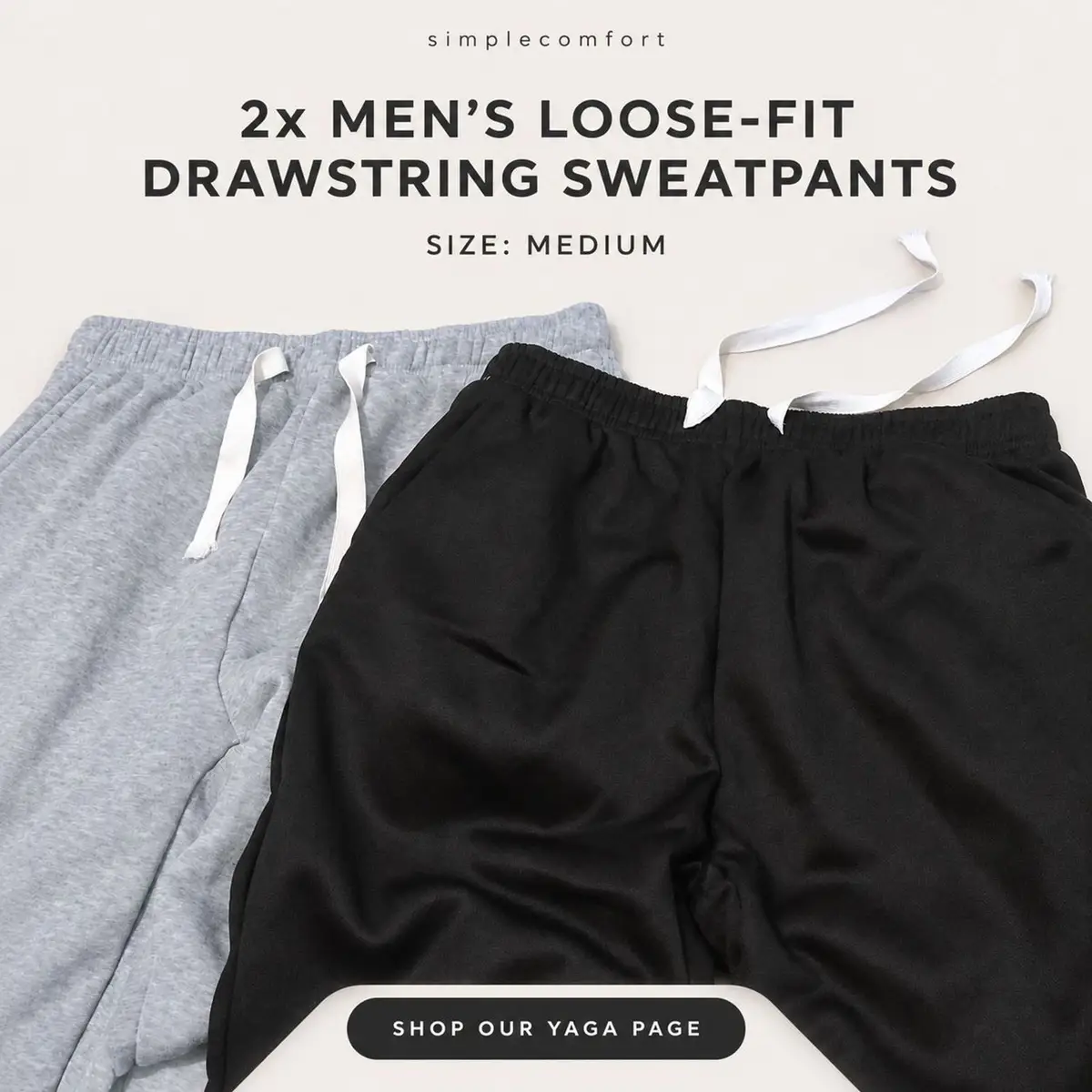 Grey Men's Loose-Fit Drawstring Sweatpants