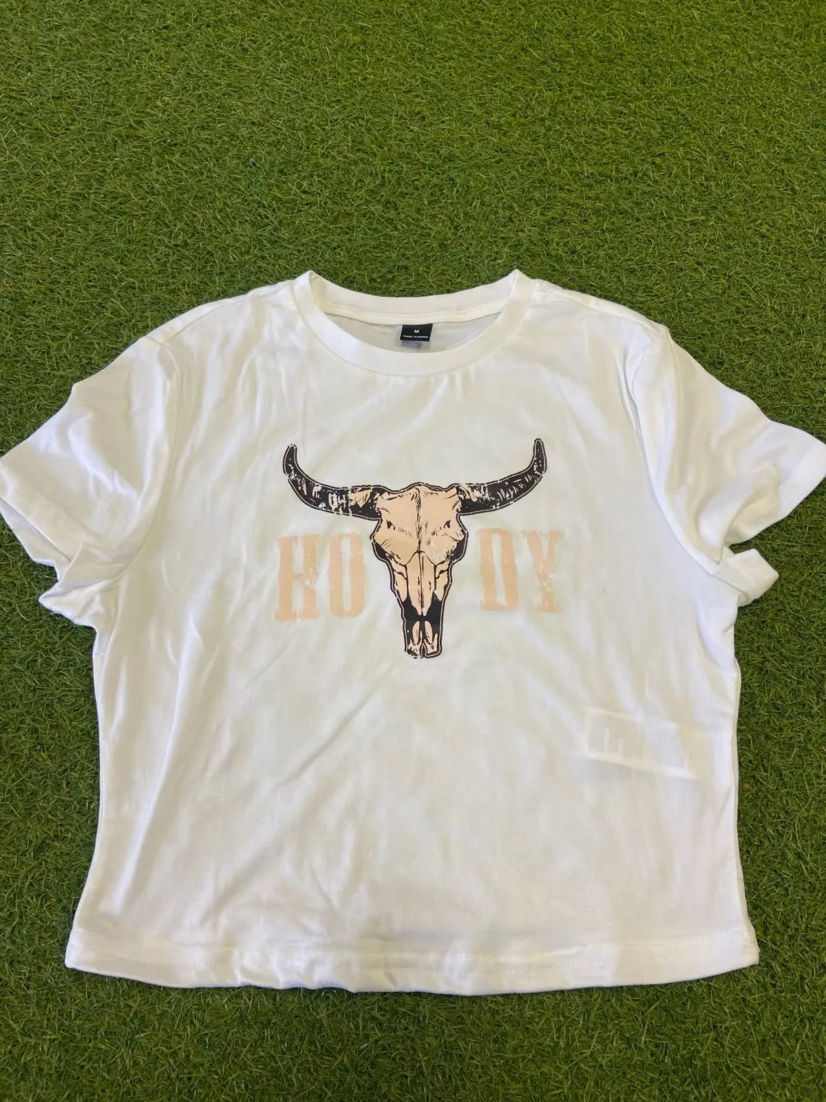 Shein White Howdy Bull Skull Graphic T-Shirt