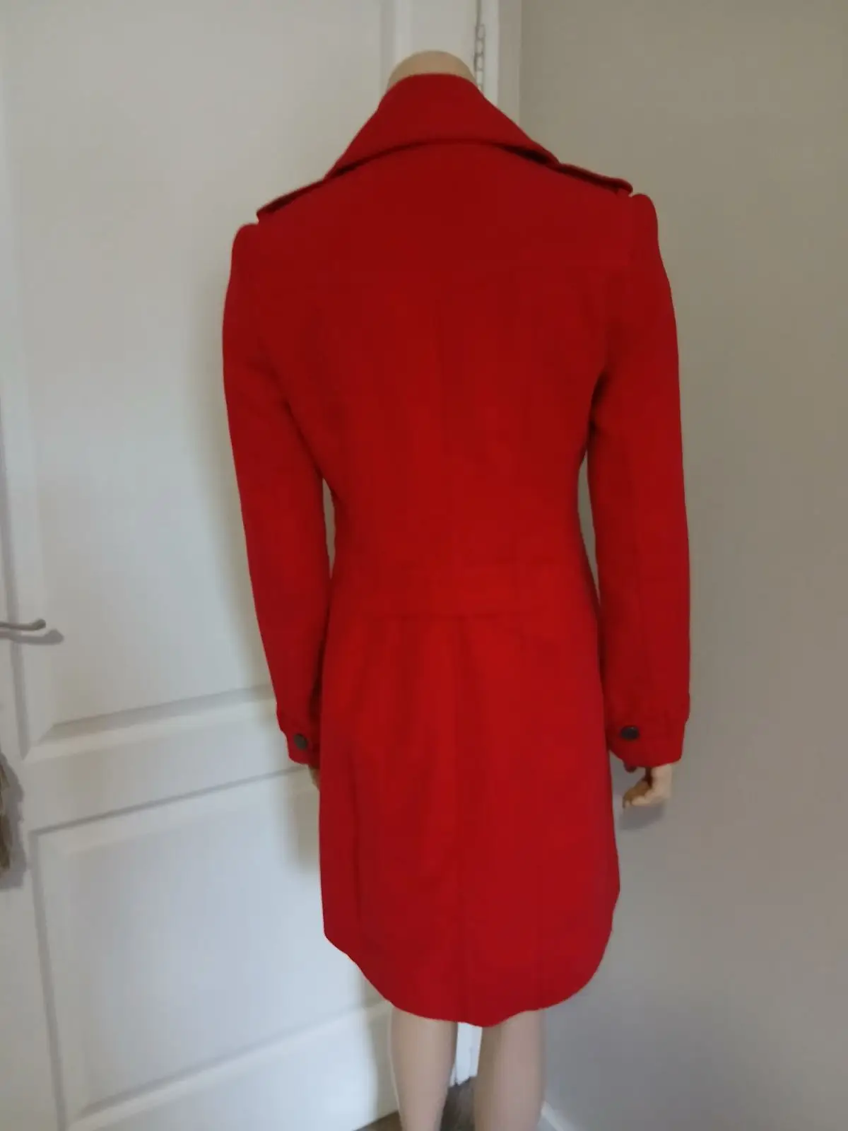 Mango Red Double-Breasted Trench Coat