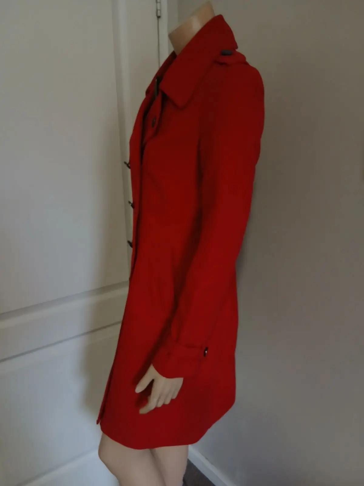 Mango Red Double-Breasted Trench Coat