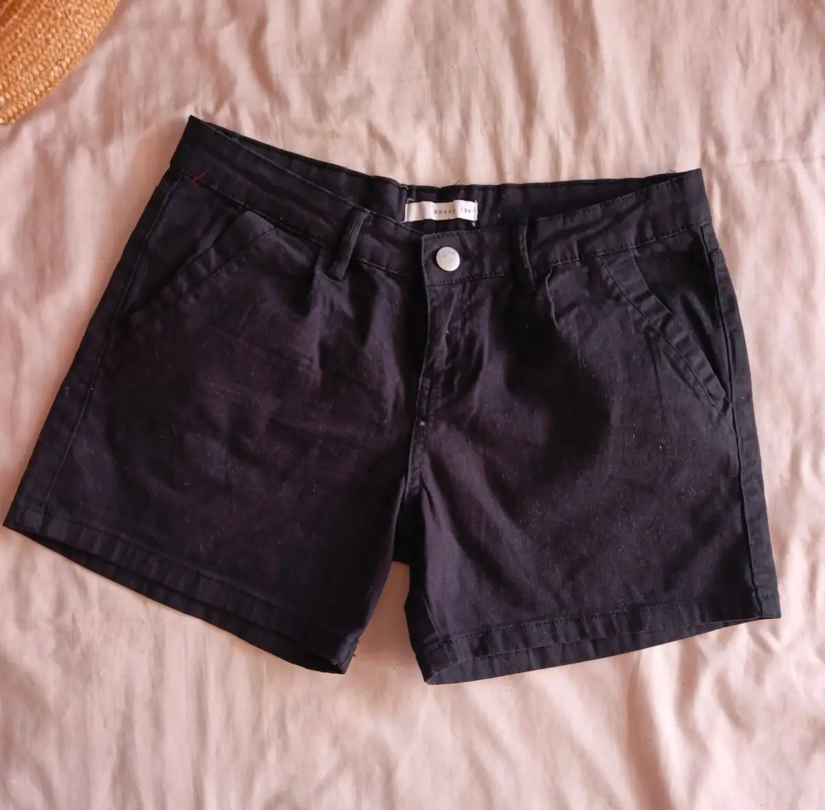 Black Cotton Shorts Size 34