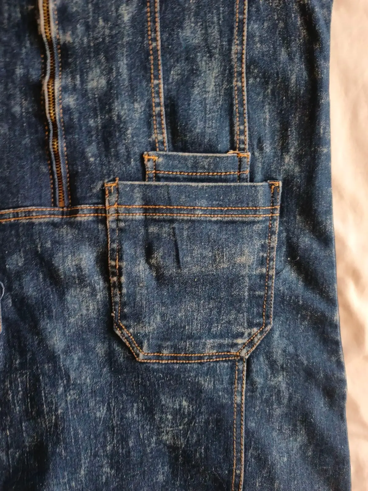 Acid Wash Denim Zip-Front Dress