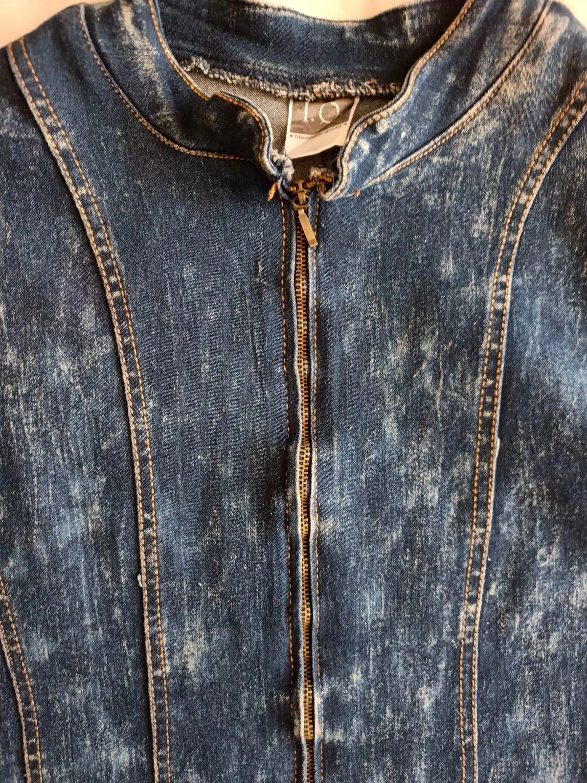 Acid Wash Denim Zip-Front Dress