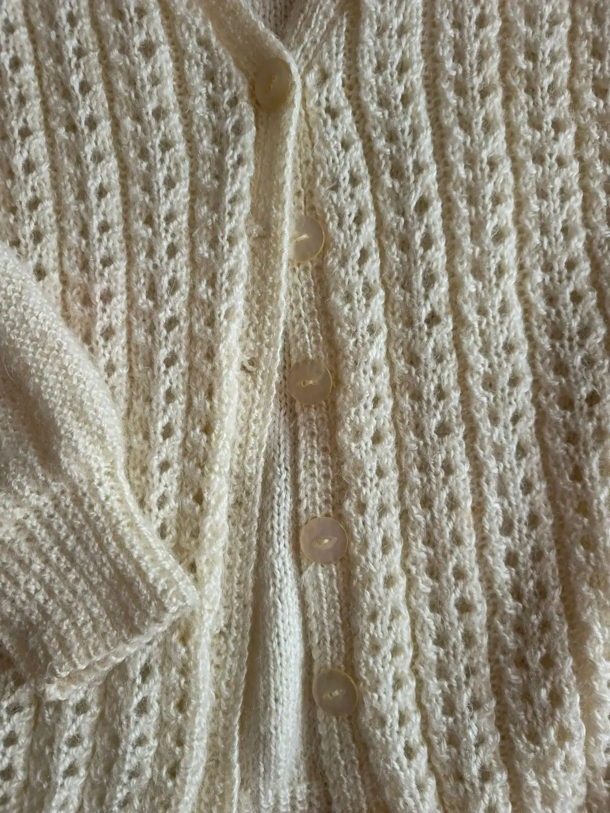 Cream Open Knit Cardigan