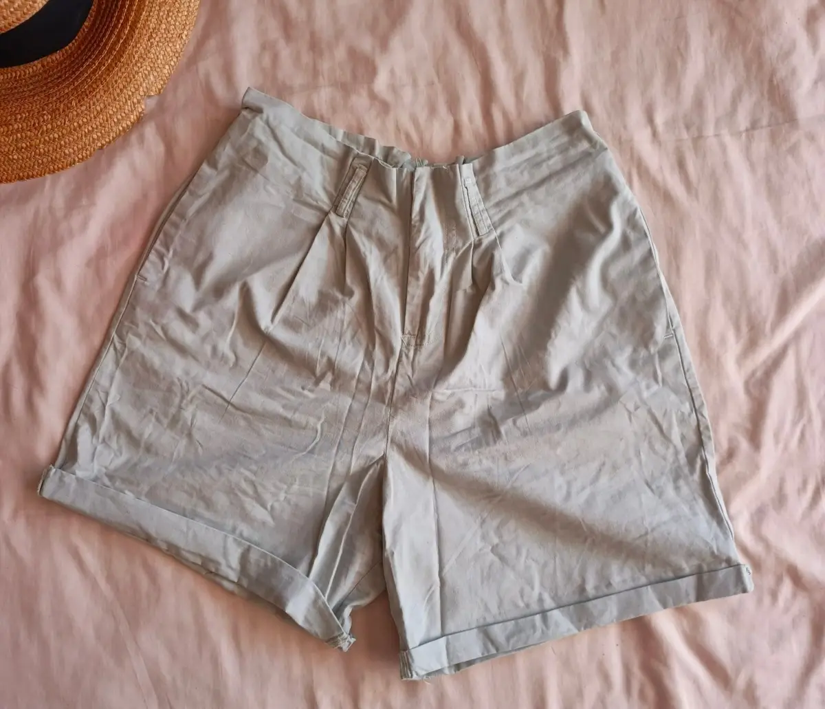 Jet Grey Pleated Cuffed Shorts