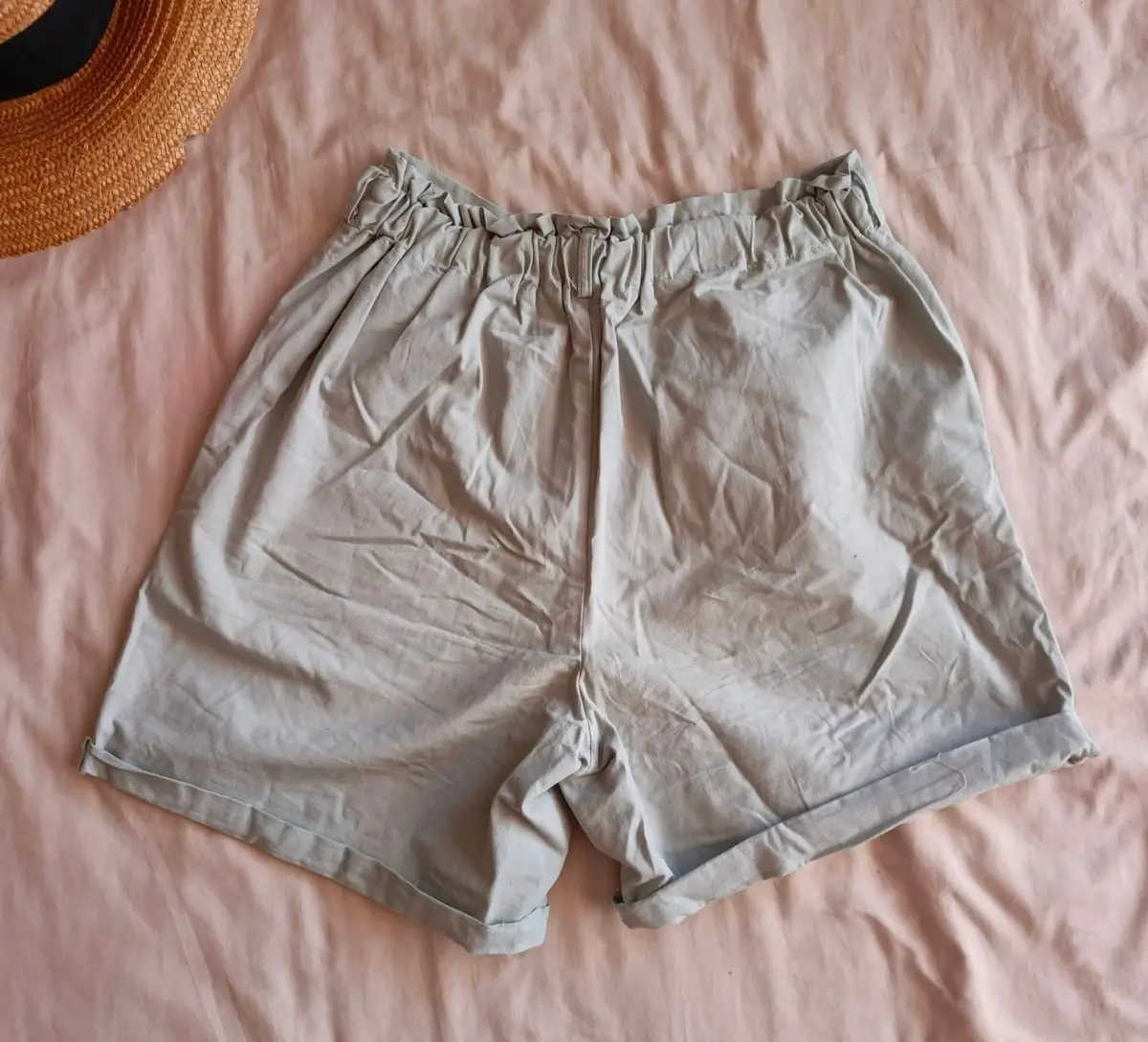 Jet Grey Pleated Cuffed Shorts