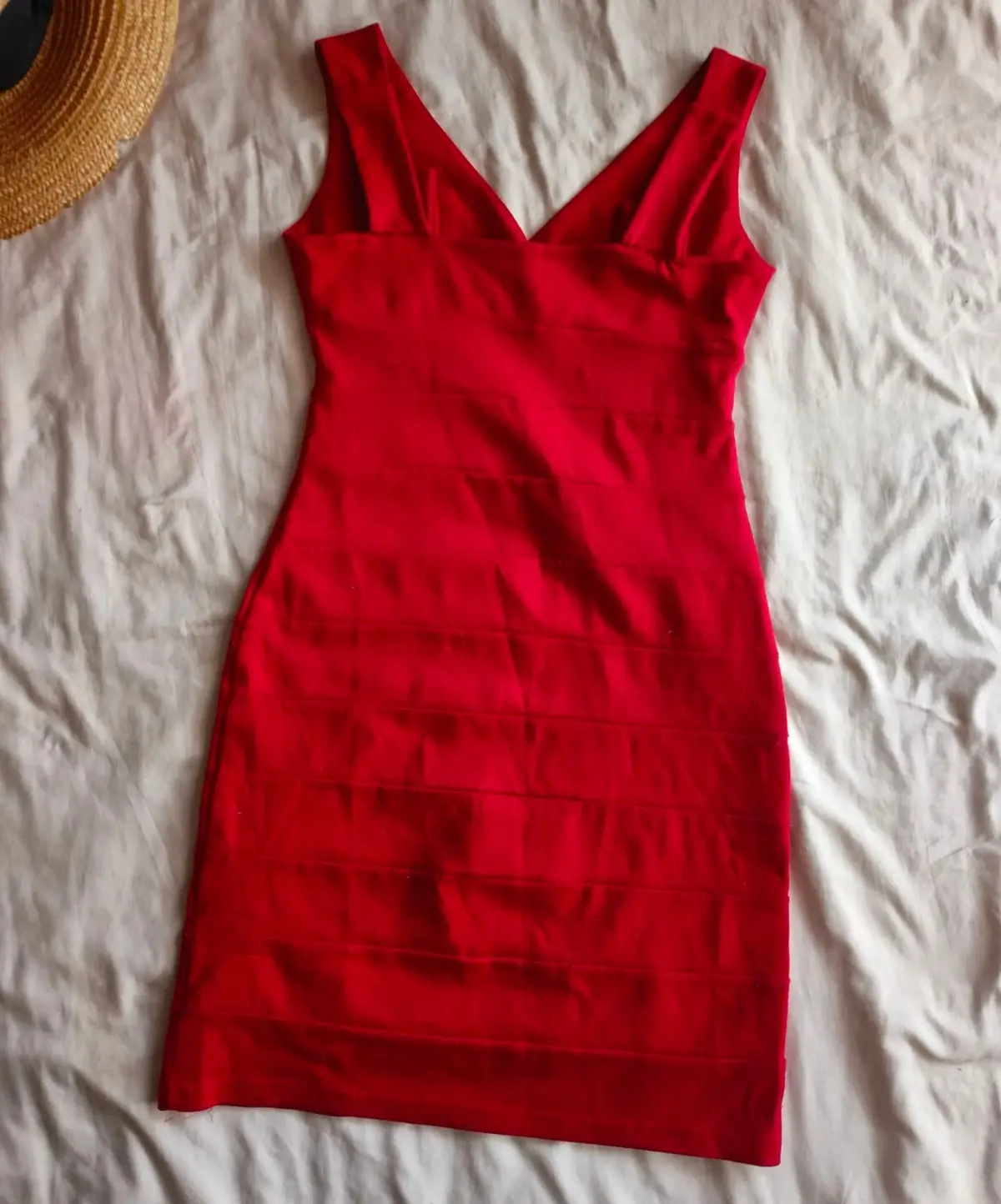 Red Sleeveless Bandage Dress with Southern Comfort Embroidery