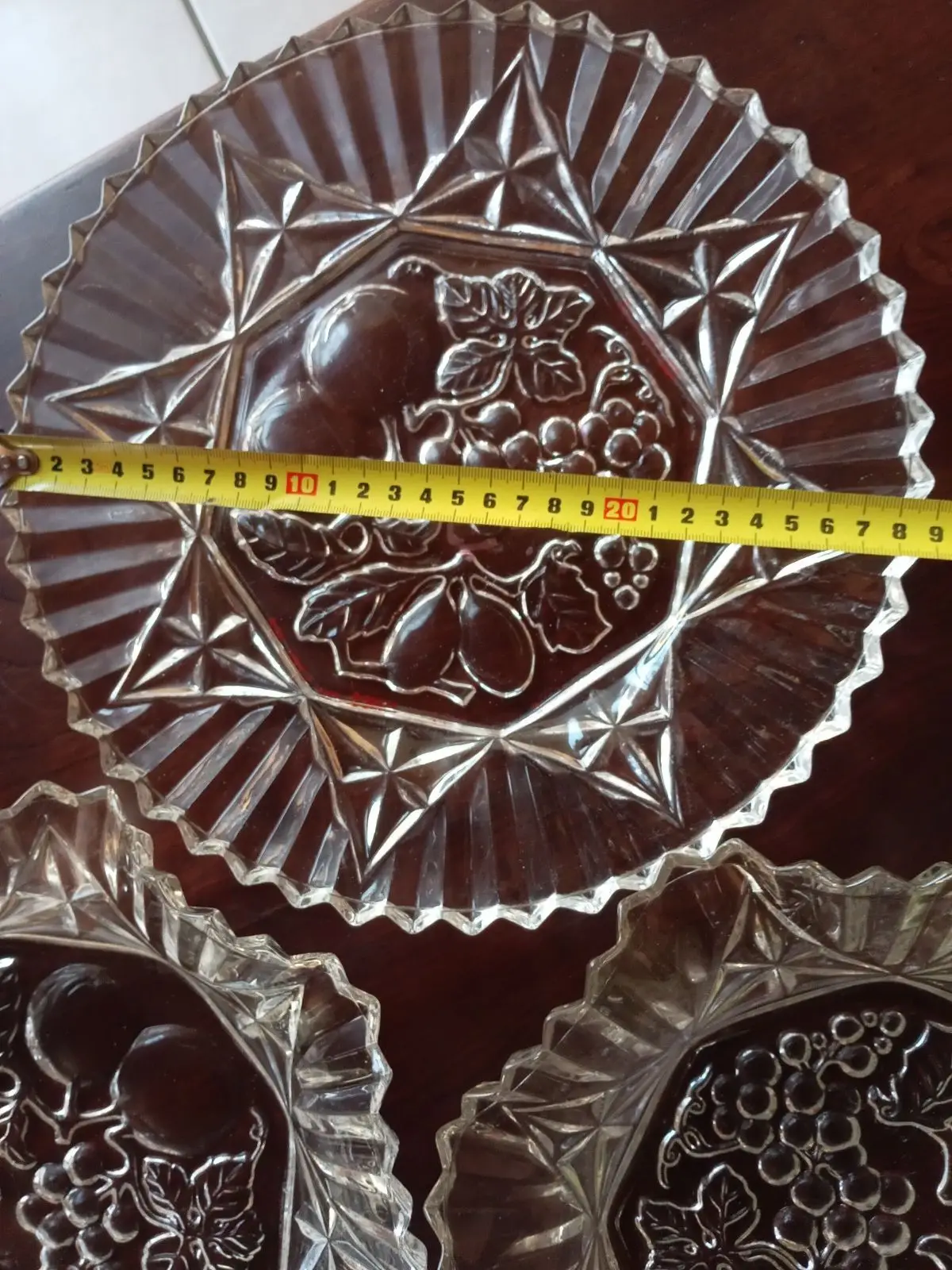 Vintage Pressed Clear Glass Fruit Motif Plate