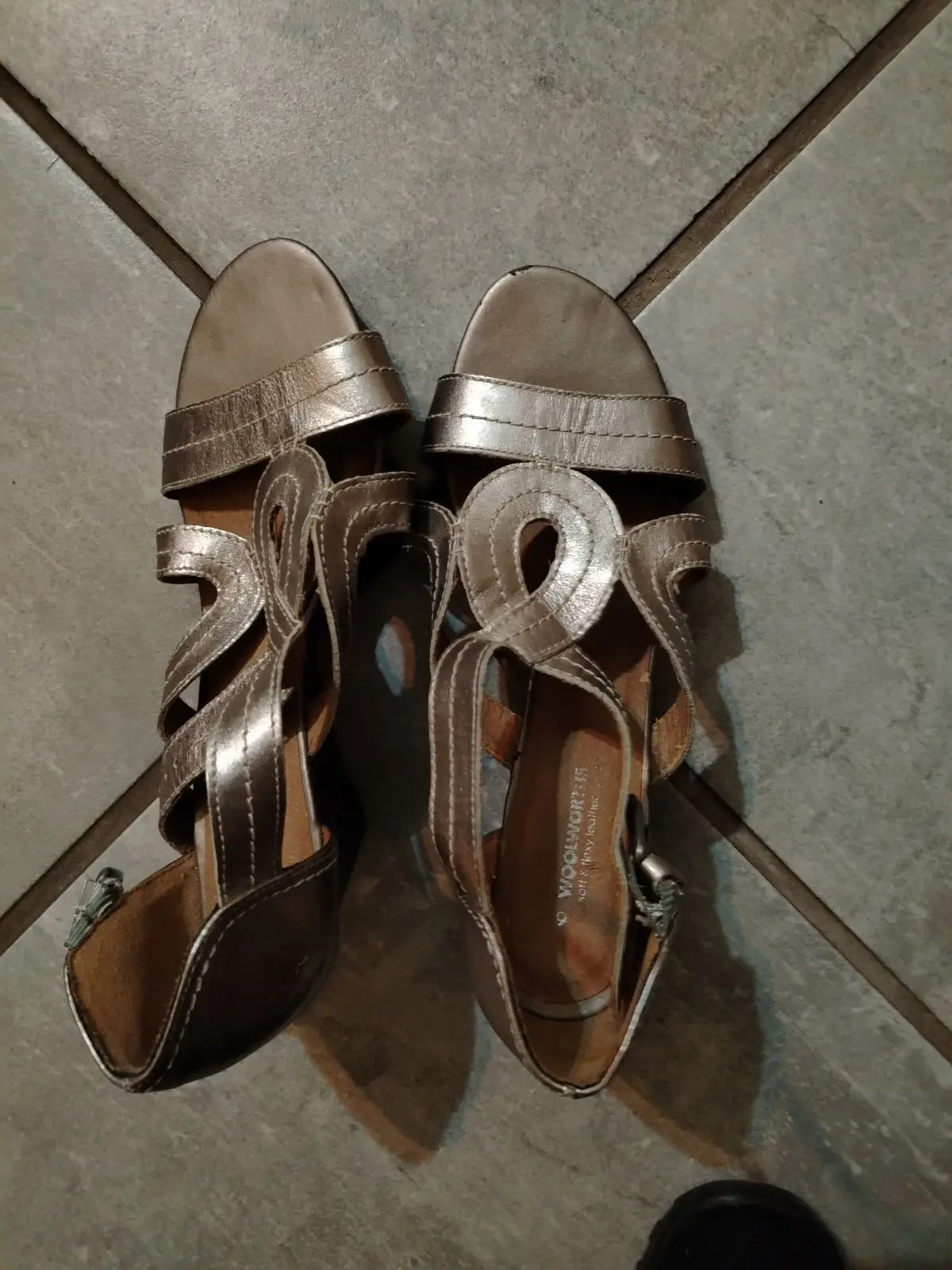 Woolworths Soft Flex Leather Wedge Sandals Bronze