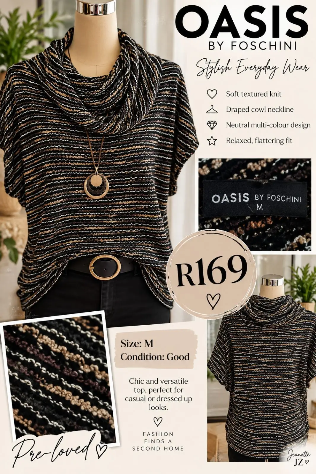 Foschini Oasis by Foschini Cowl Neck Knit Top