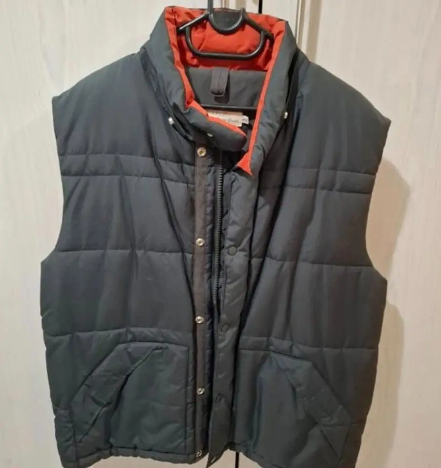 H&M L.O.G.G. MEN'S PUFFER VEST - CHARCOAL GRAY / ORANGE