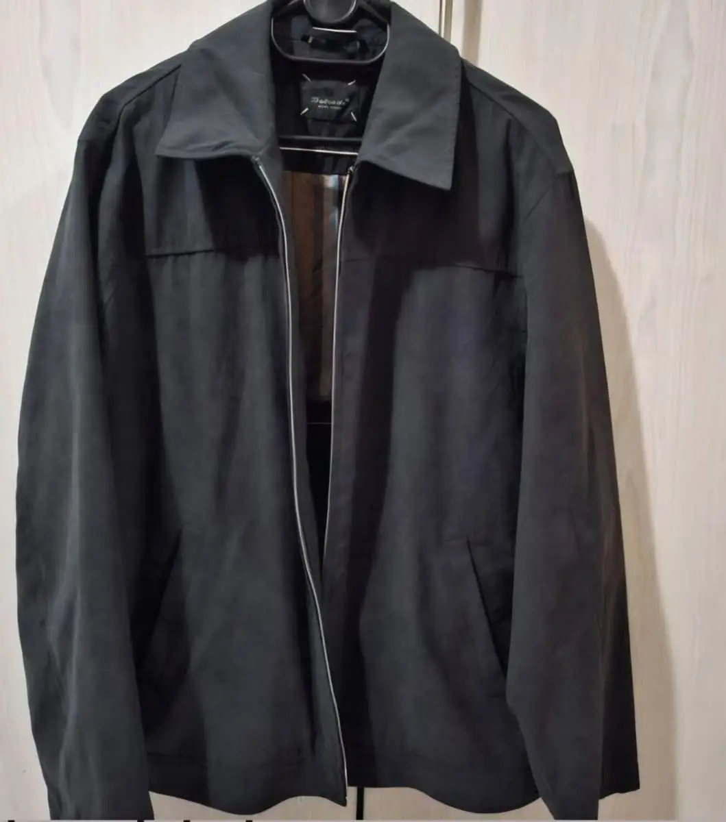 BELCADE MEN'S BLACK MICROSUEDE ZIP JACKET