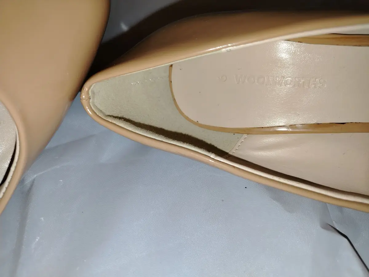 Woolworths Nude Patent Court Heels Size 6