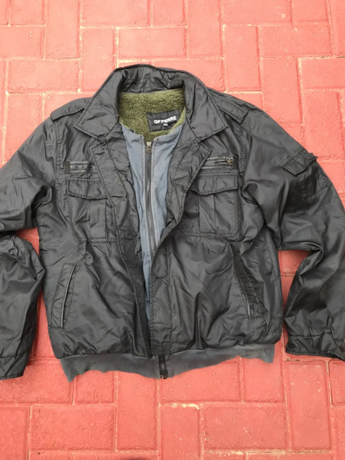 GF Ferre Black Utility Jacket with Fleece Lining