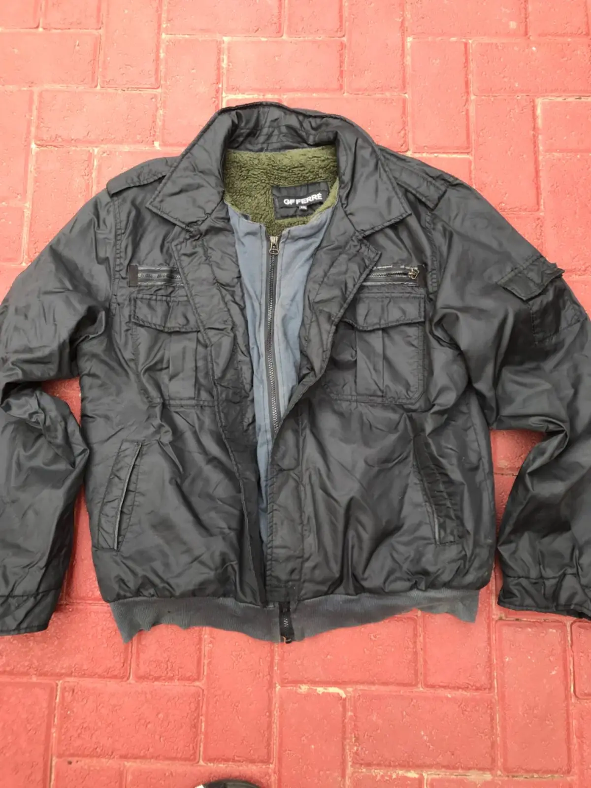 GF Ferre Black Utility Jacket with Fleece Lining