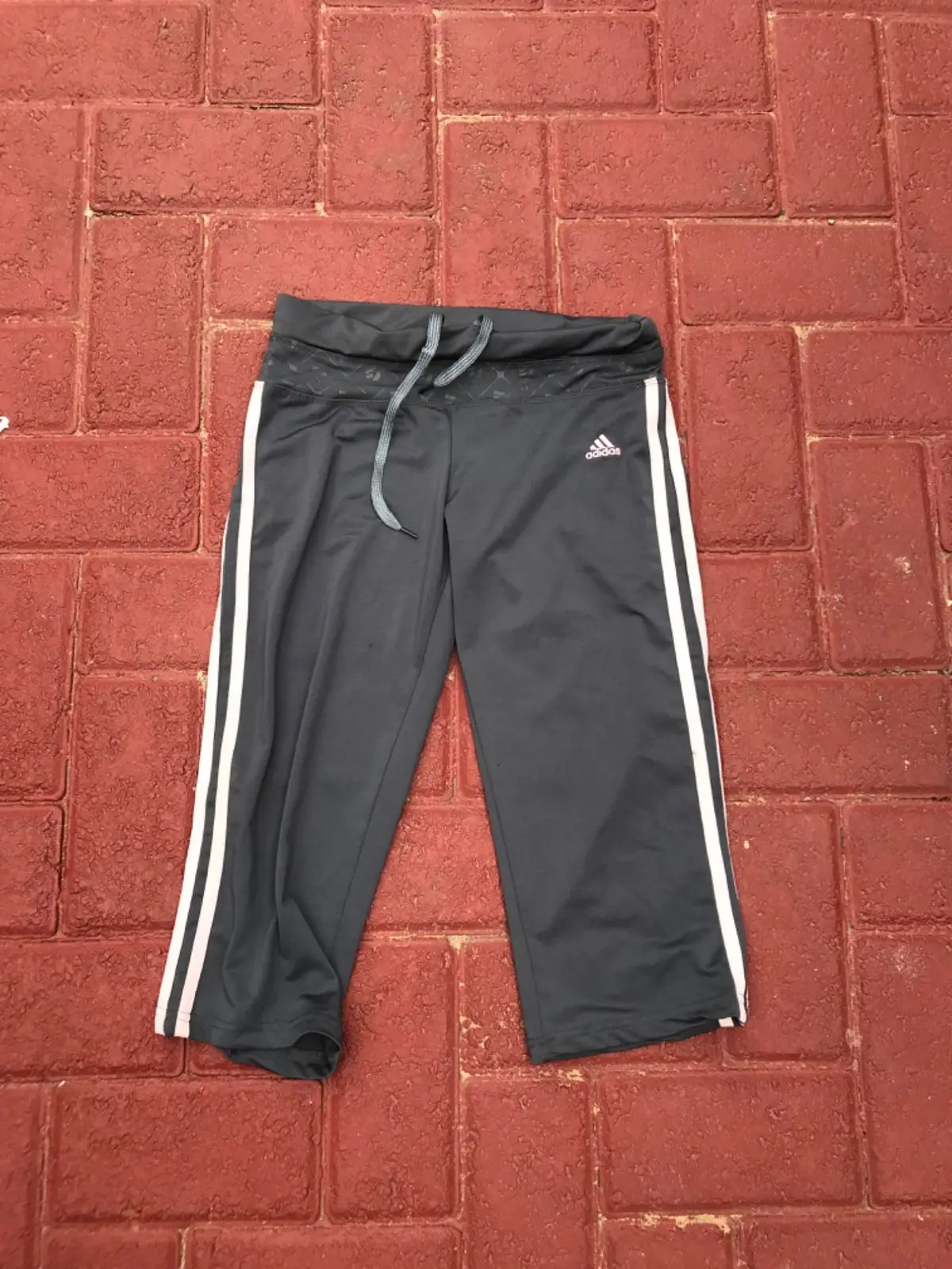 Adidas Grey Three-Stripe Crop Pants