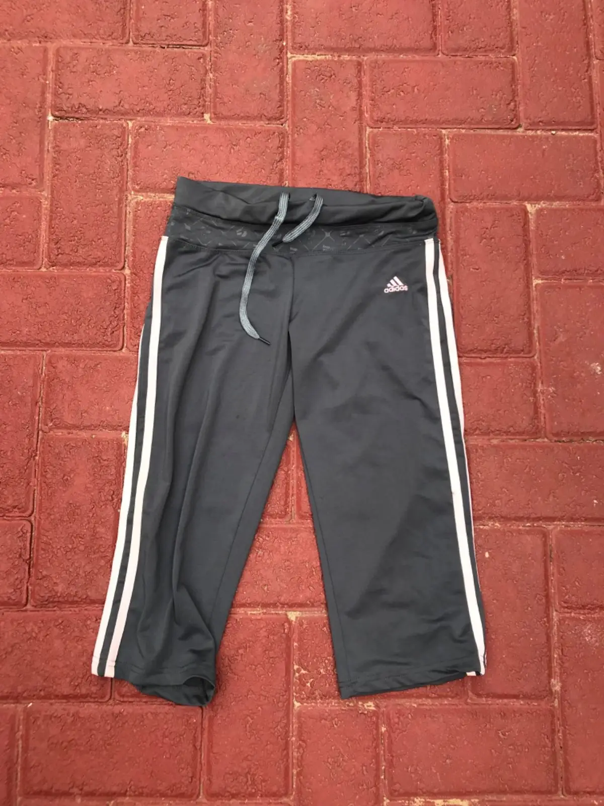 Adidas Grey Three-Stripe Crop Pants