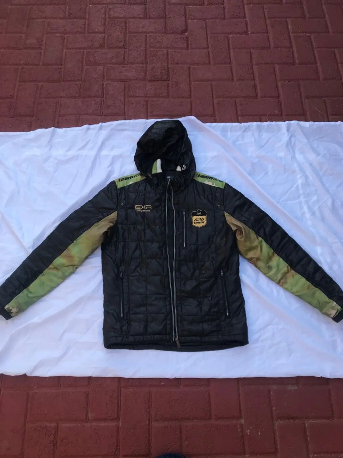 EXR Quilted Hooded Jacket with Green Camo Accents
