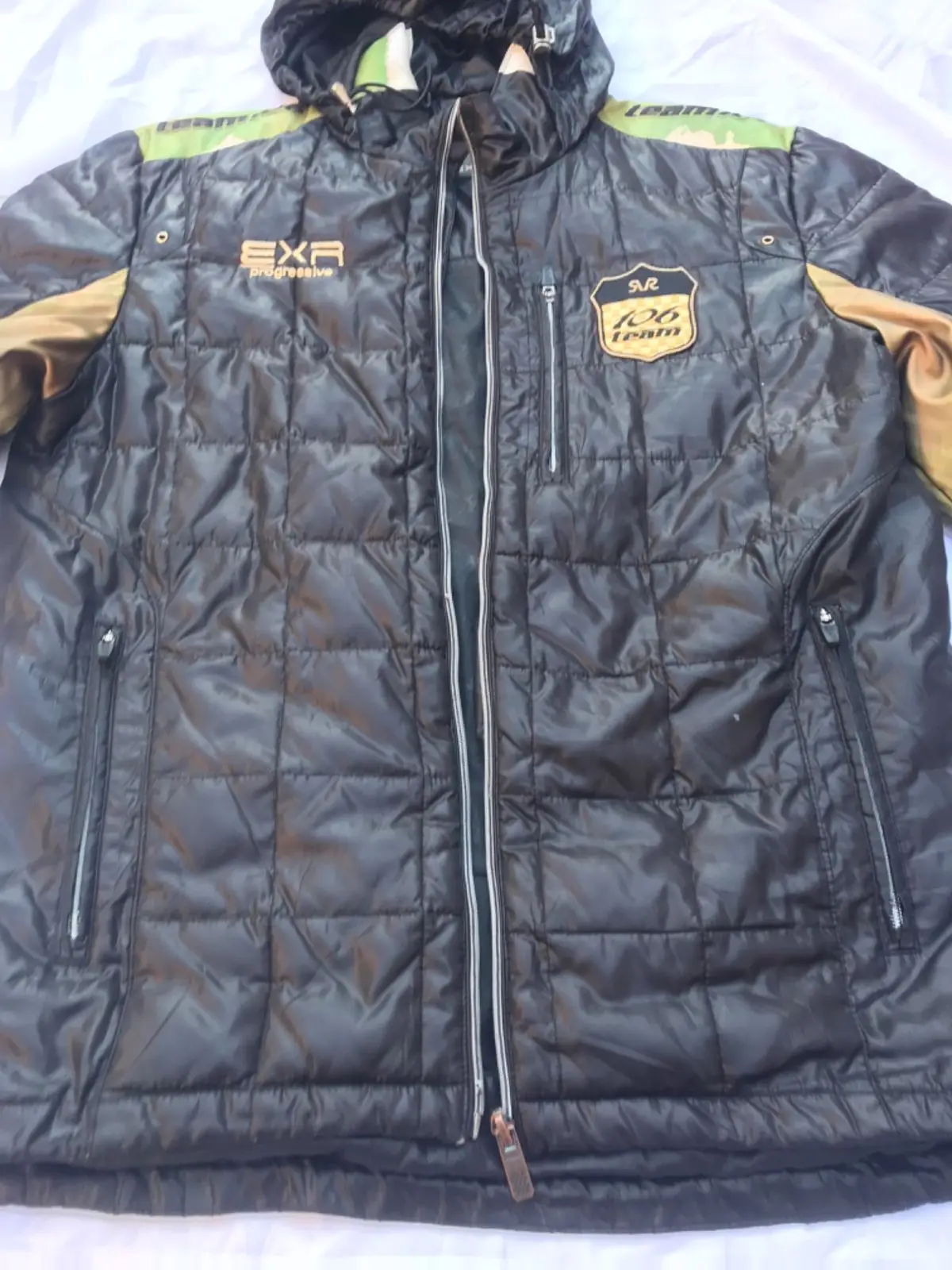 EXR Quilted Hooded Jacket with Green Camo Accents
