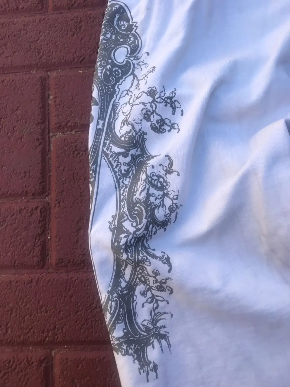 White Baroque Print Lounge Pants