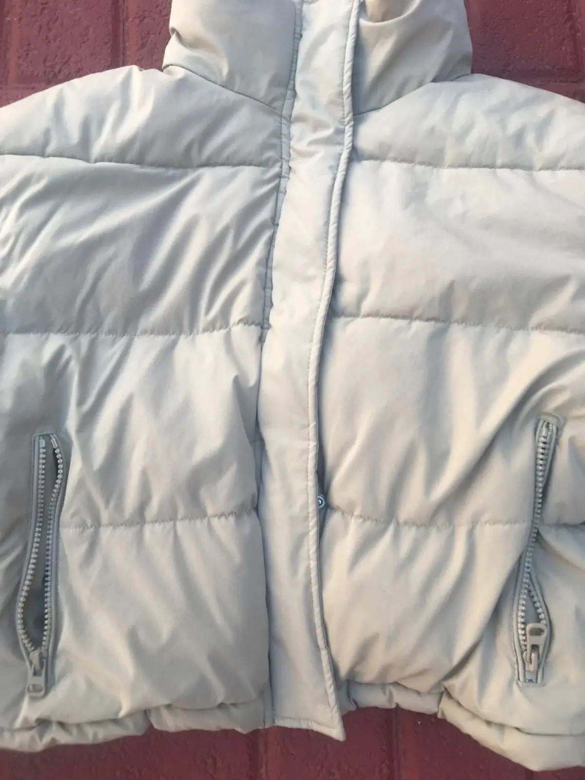 Pull & Bear Cropped Puffer Jacket Beige
