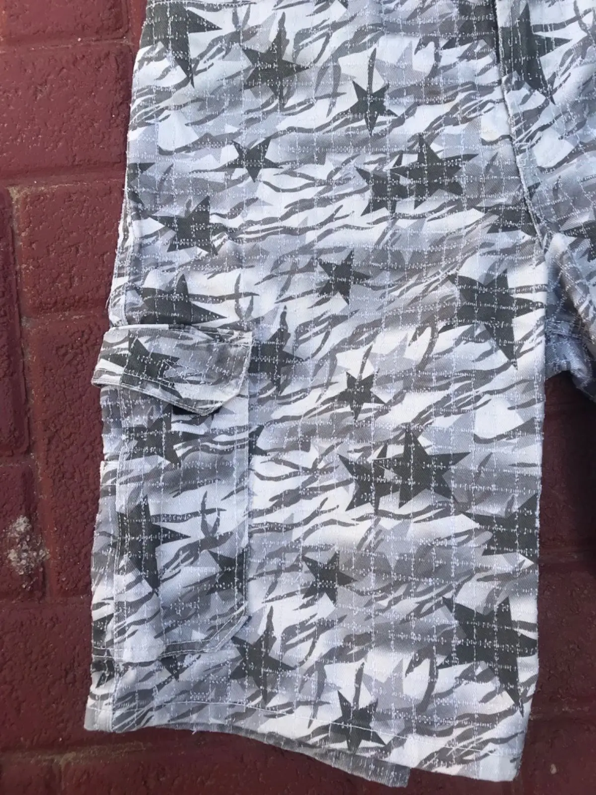 Grey Star Print Cargo Shorts