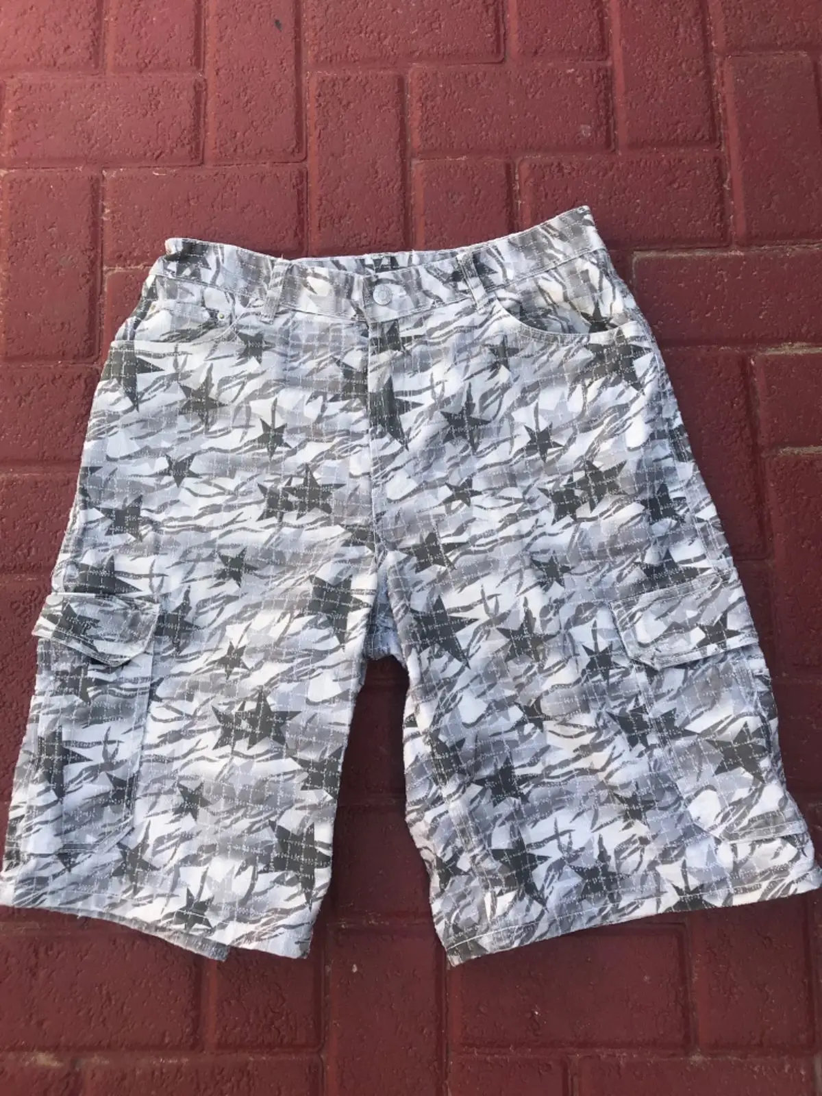 Grey Star Print Cargo Shorts