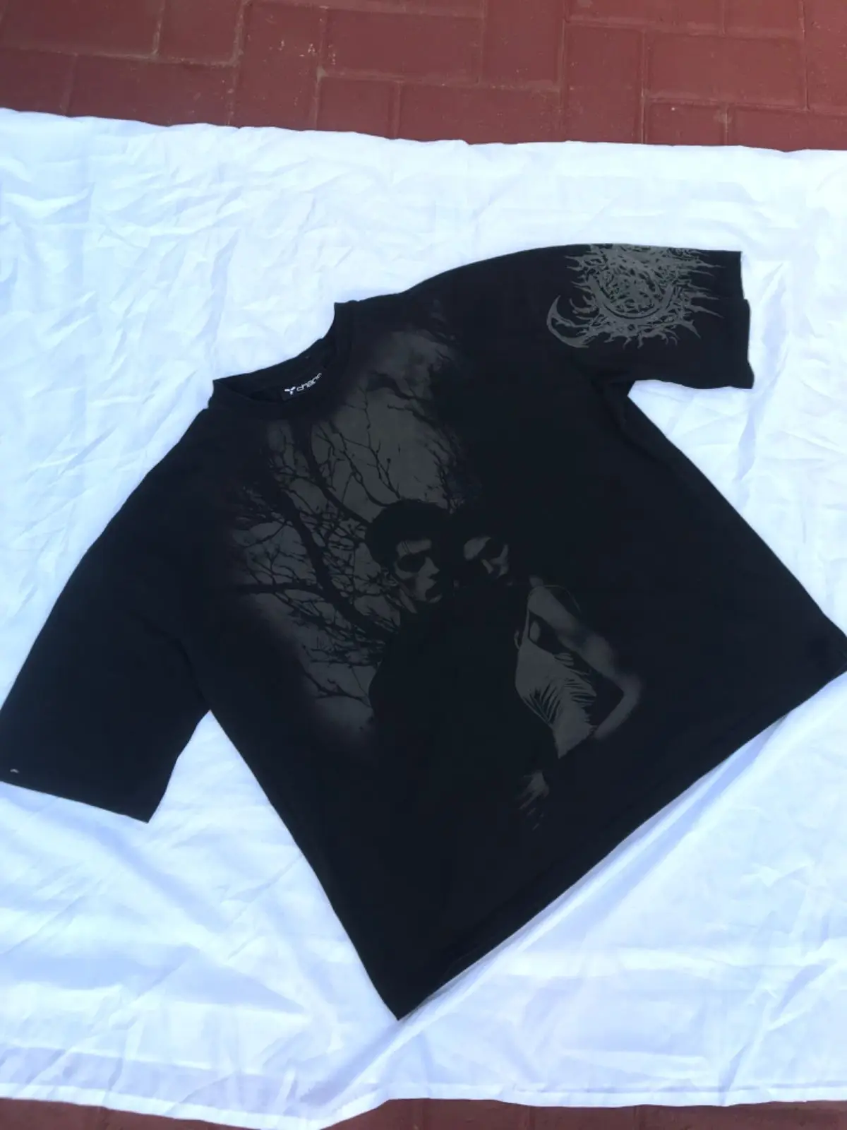 Black Graphic Print Oversized T-Shirt