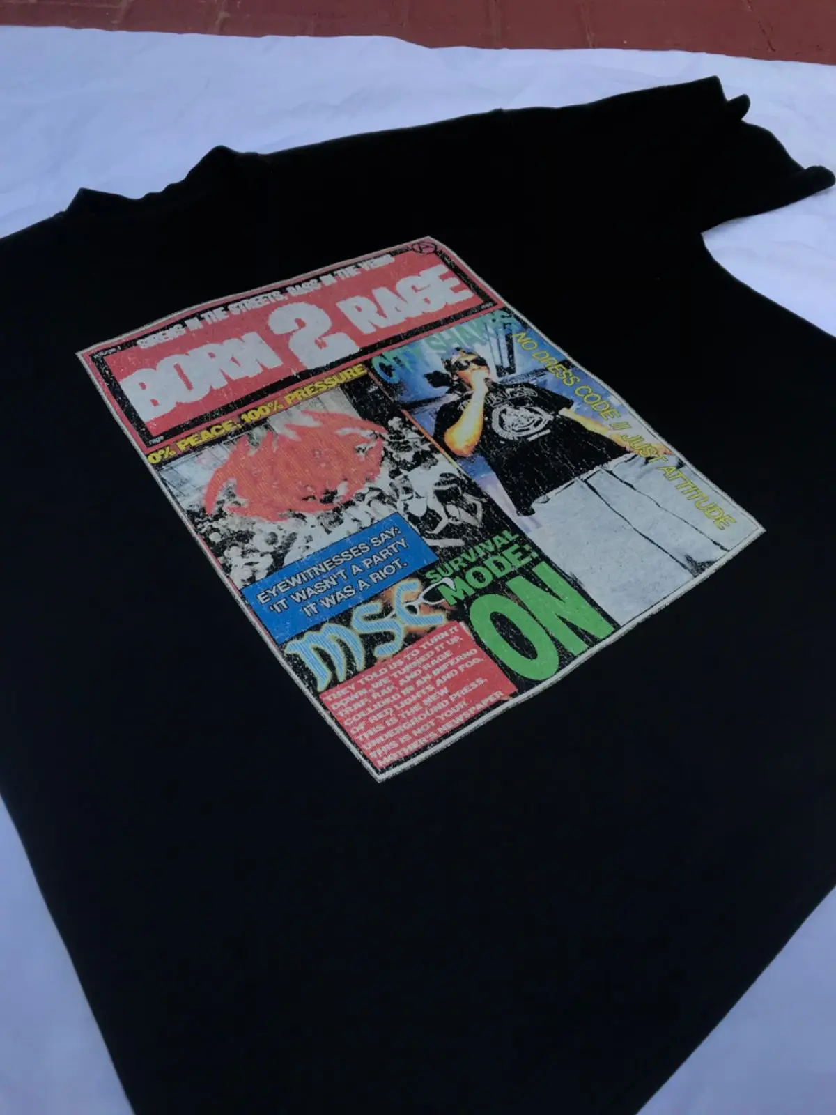Born 2 Rage Graphic Print Black T-Shirt