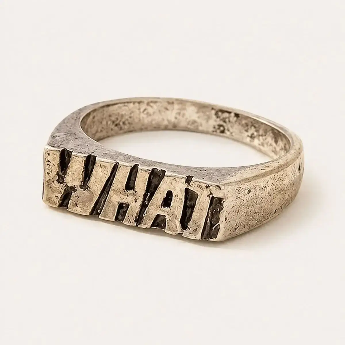 Vintage Style Metal Signet Ring WHAT