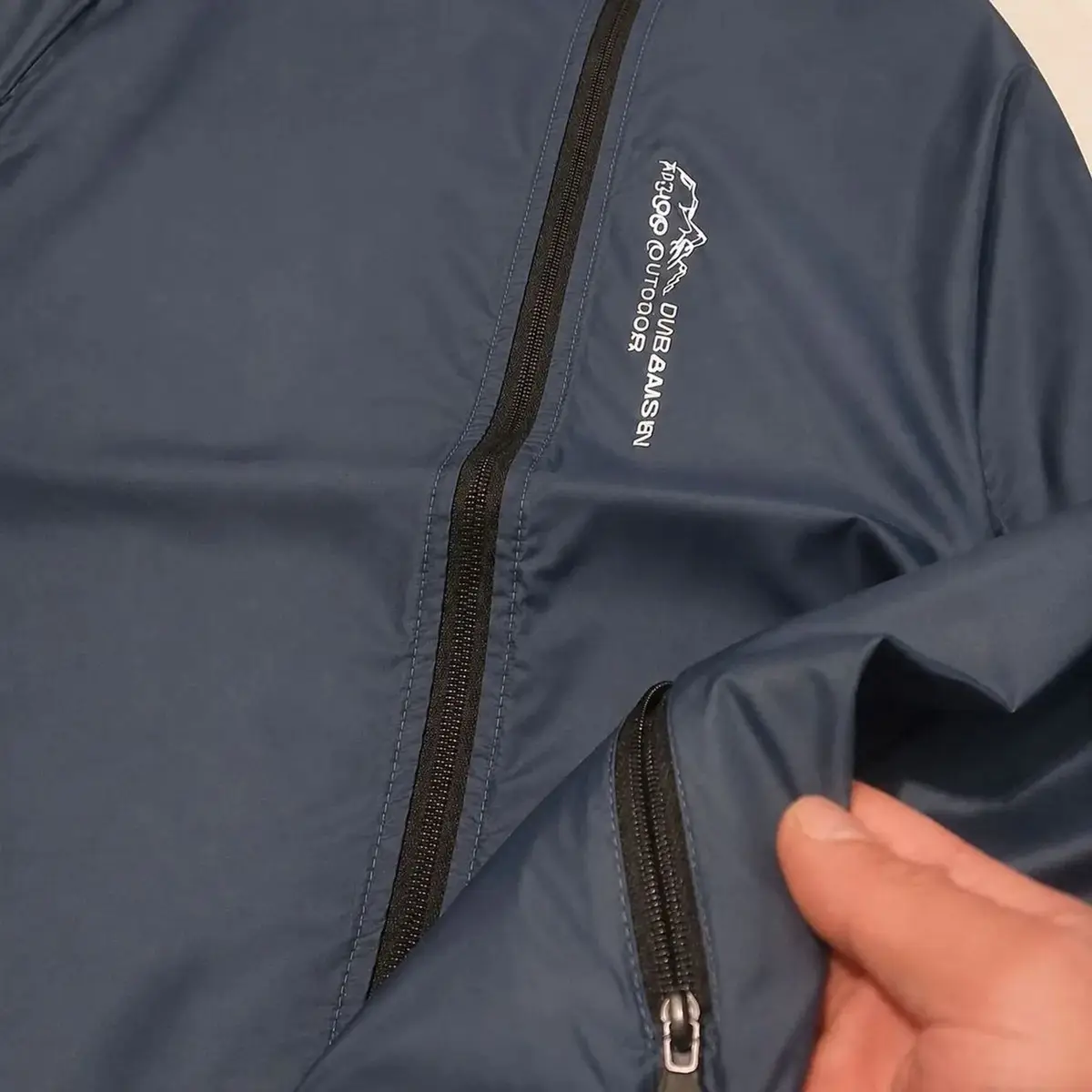 Navy Blue Zip-Up Windbreaker Jacket