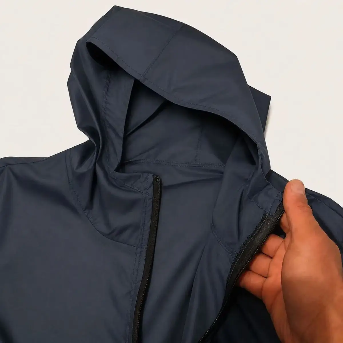 Navy Blue Zip-Up Windbreaker Jacket