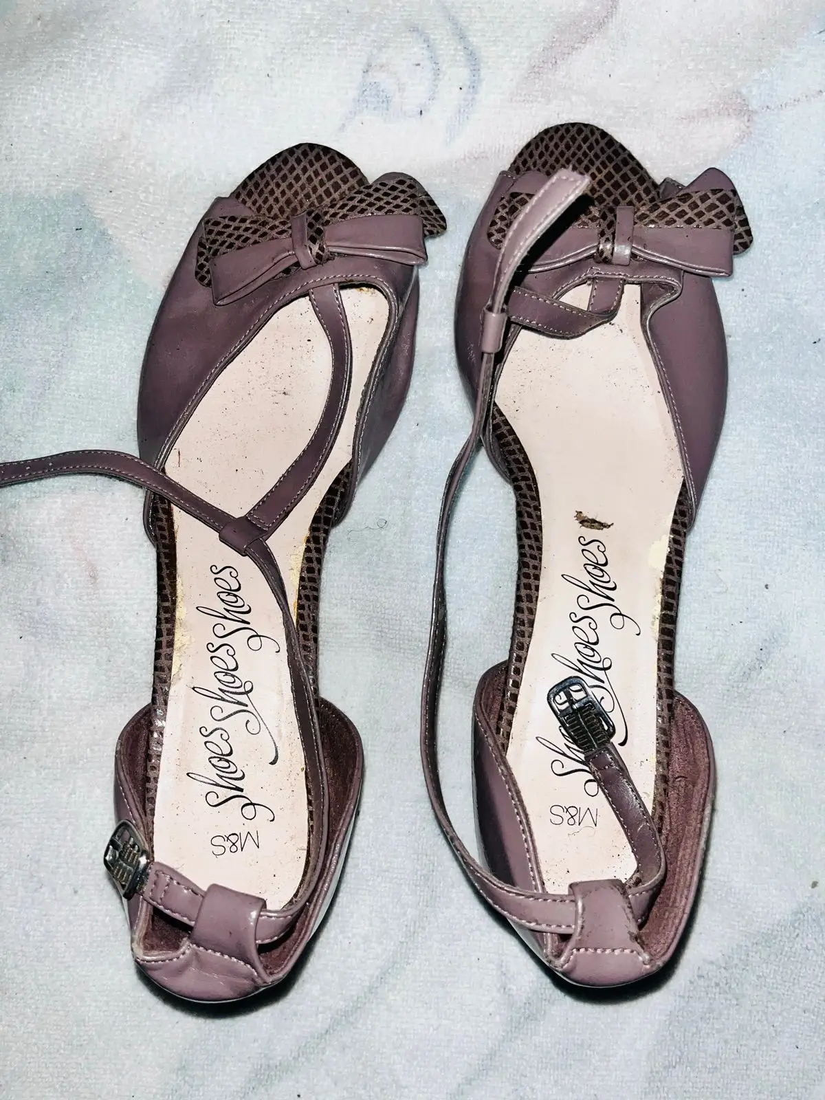 M&S Mauve Bow Detail Heels