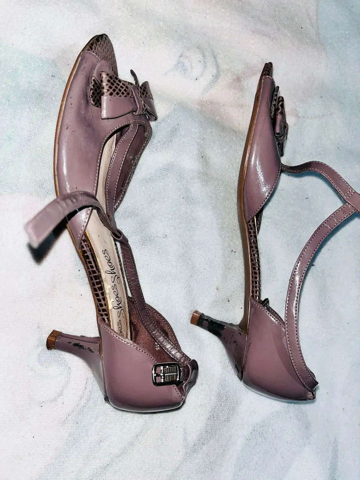 M&S Mauve Bow Detail Heels