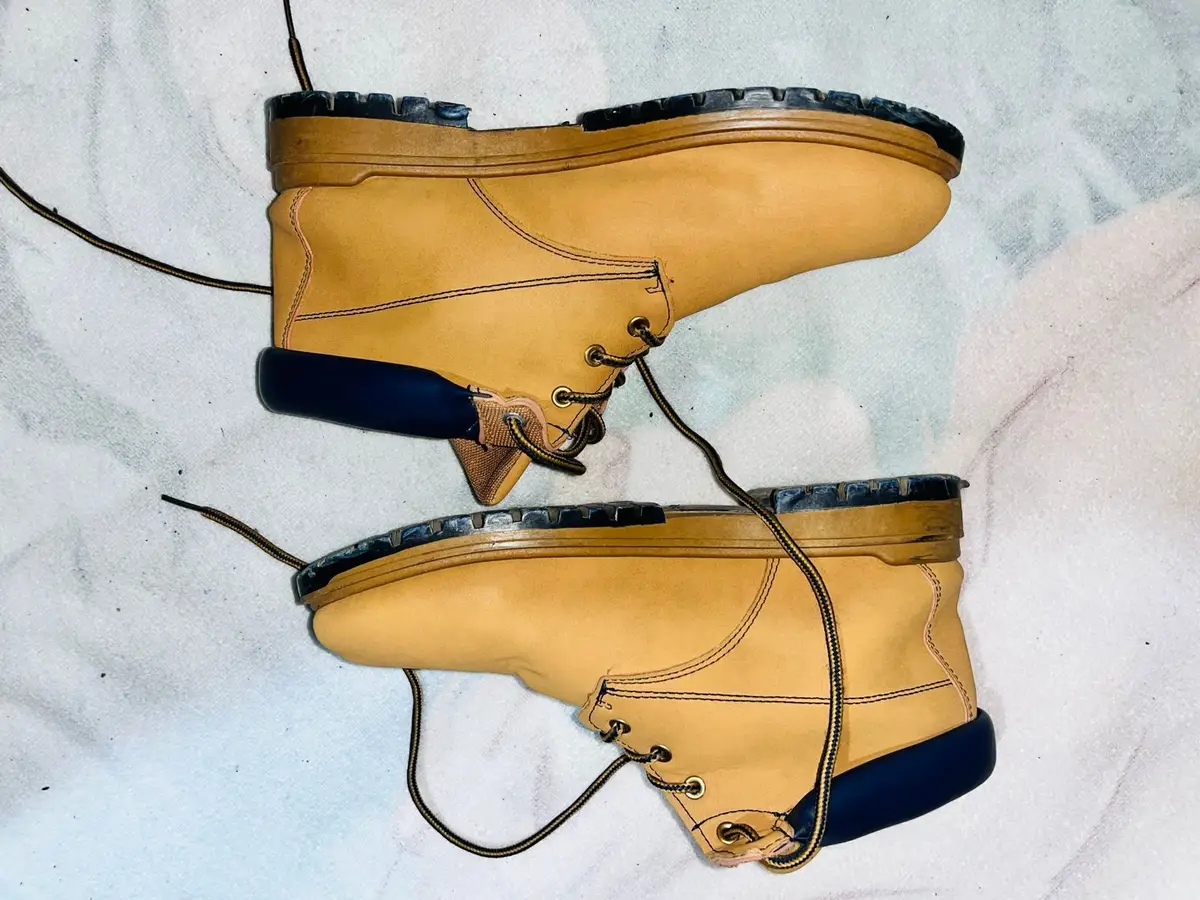 NBD Tan Work Boots with Blue Collar