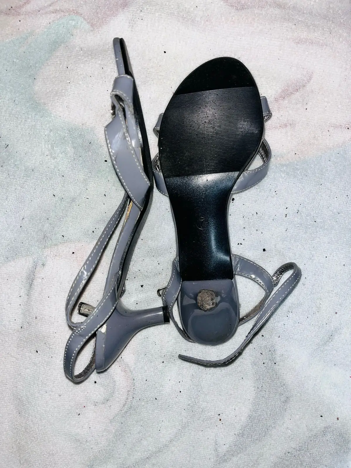RongGuan Grey Rhinestone Strappy Sandals Size 7