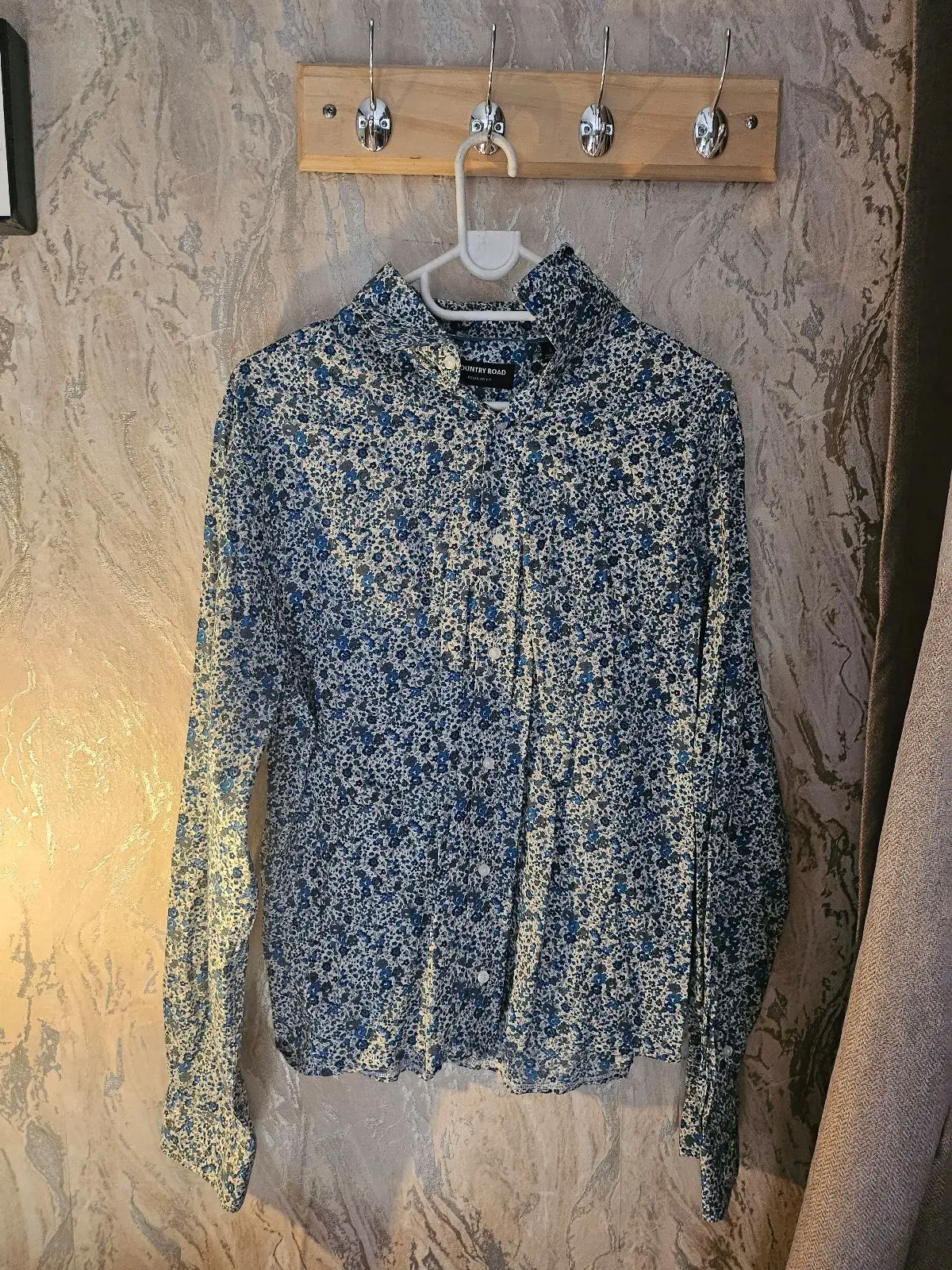 Country Road Blue Floral Long Sleeve Button Up Shirt
