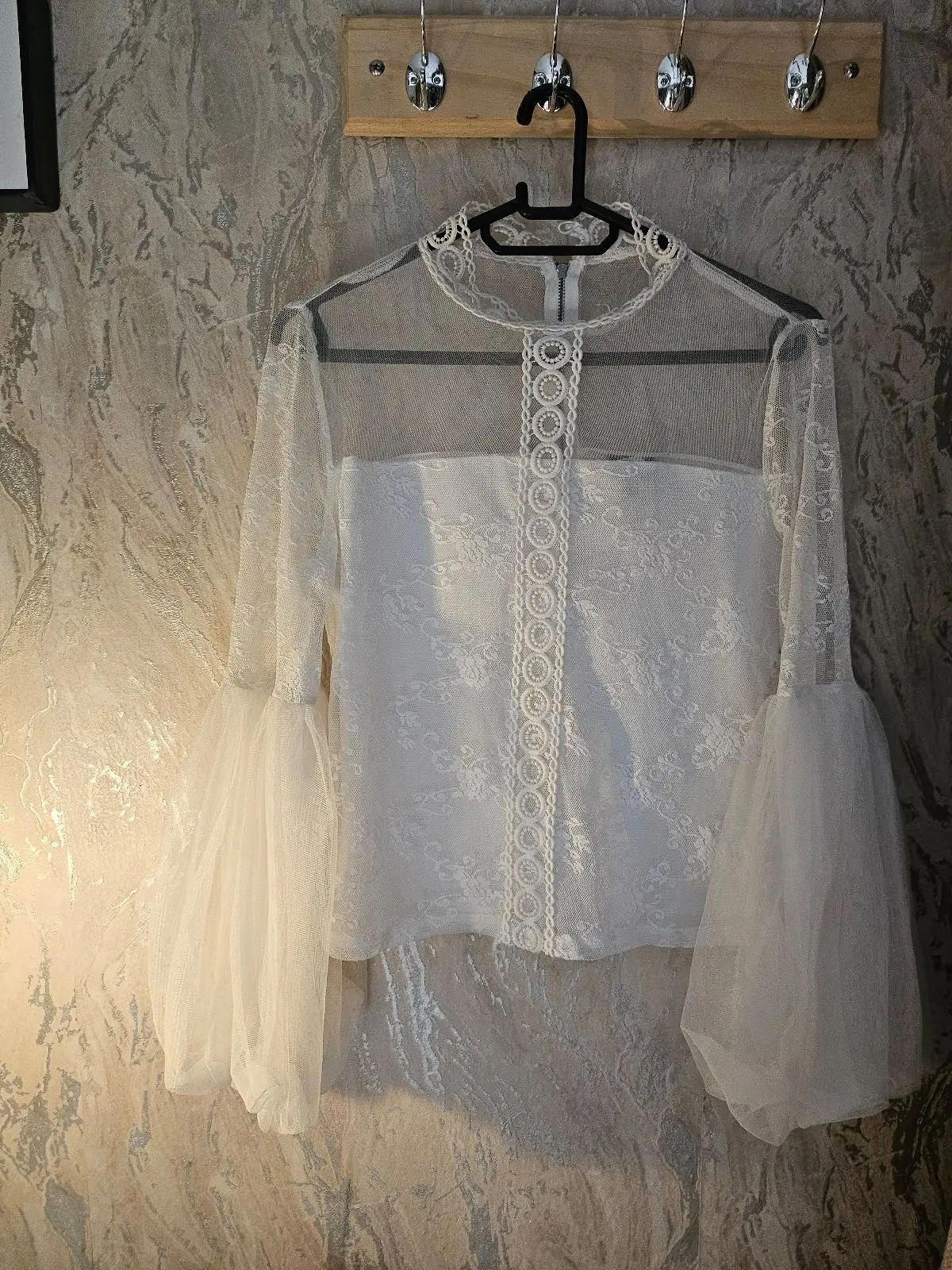Truworths White Lace Bell Sleeve Top