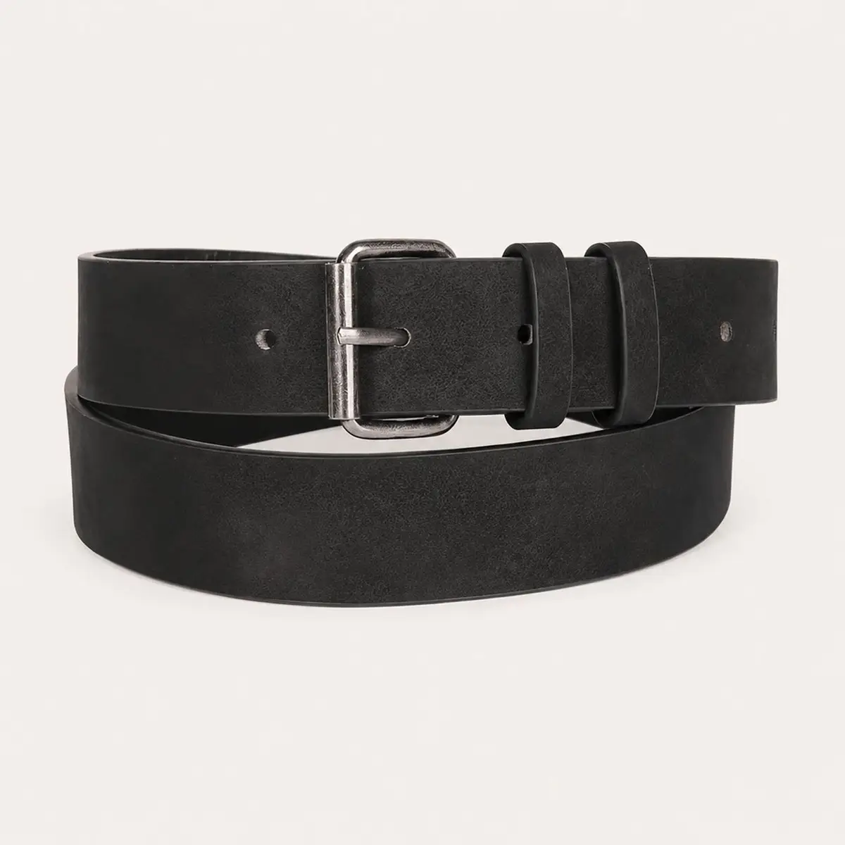 Brown Suede Belt with Dark Metal Buckle