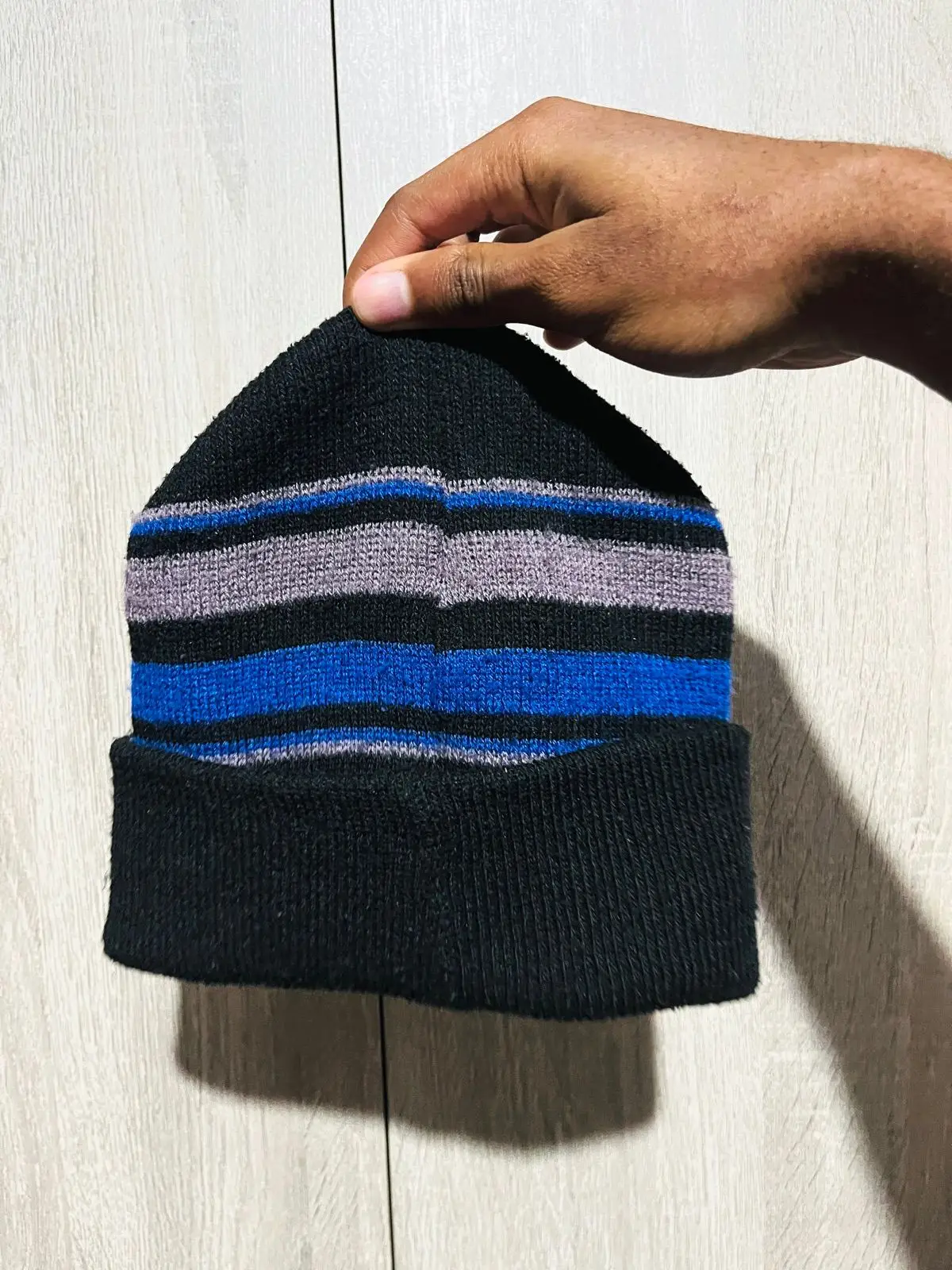 Striped Beanie with Star Logo