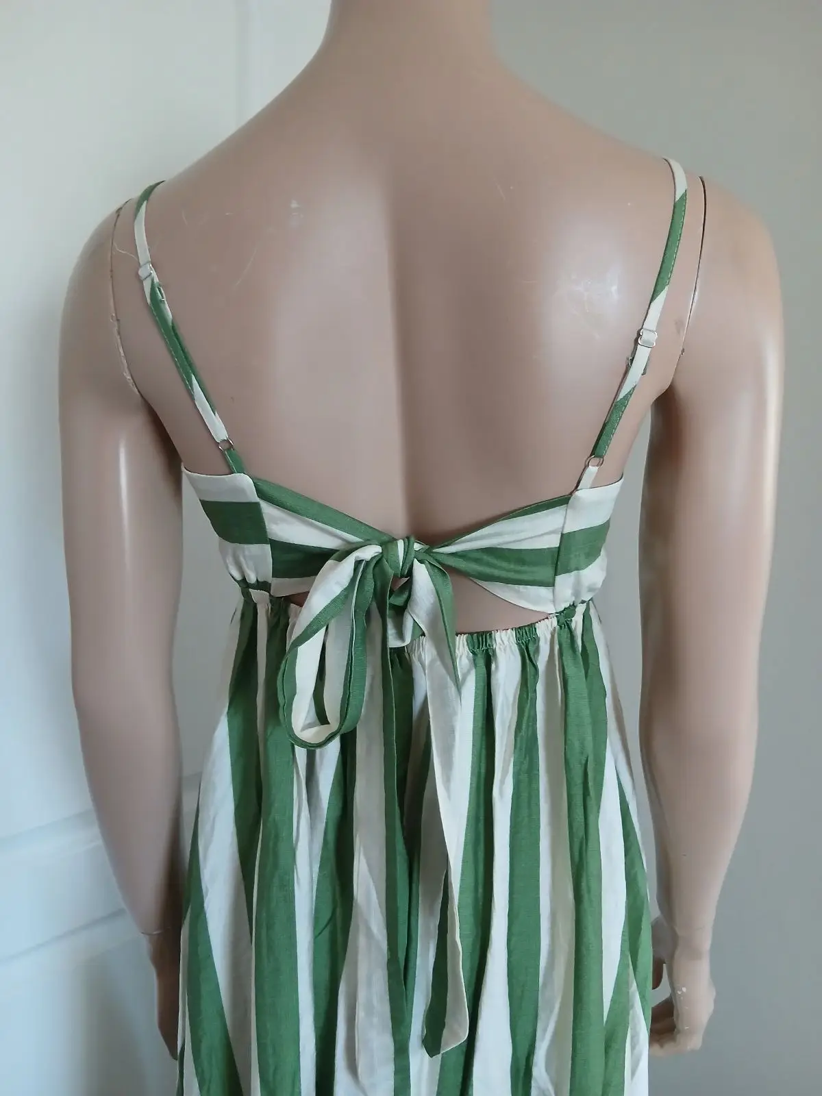 Green and White Striped Midi Dress