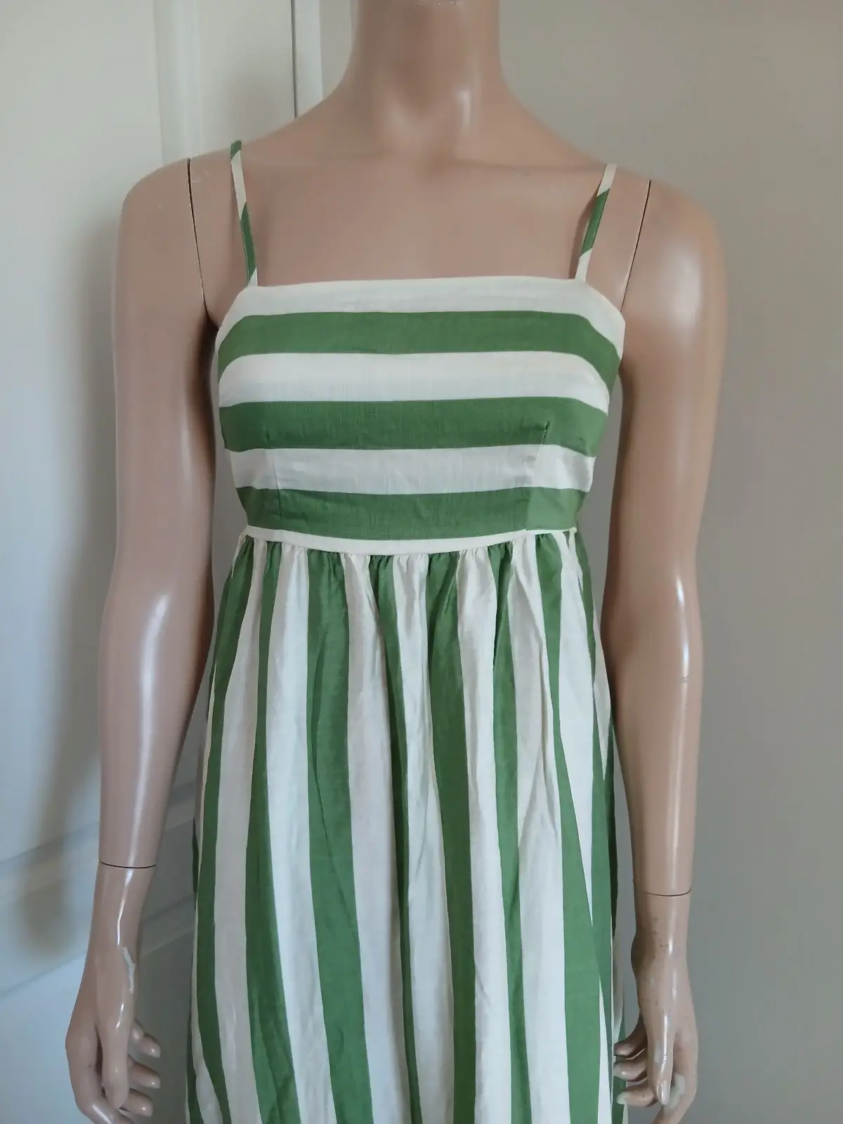 Green and White Striped Midi Dress
