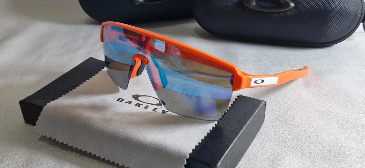 Oakley Orange Frame Sunglasses with Blue Lenses