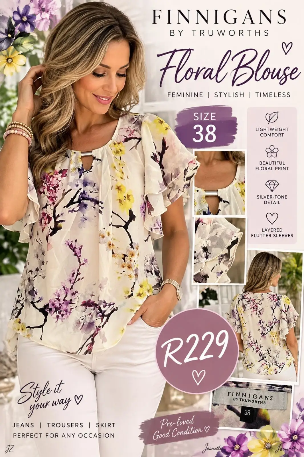 Truworths Finnigans by Truworths Floral Blouse Size 38