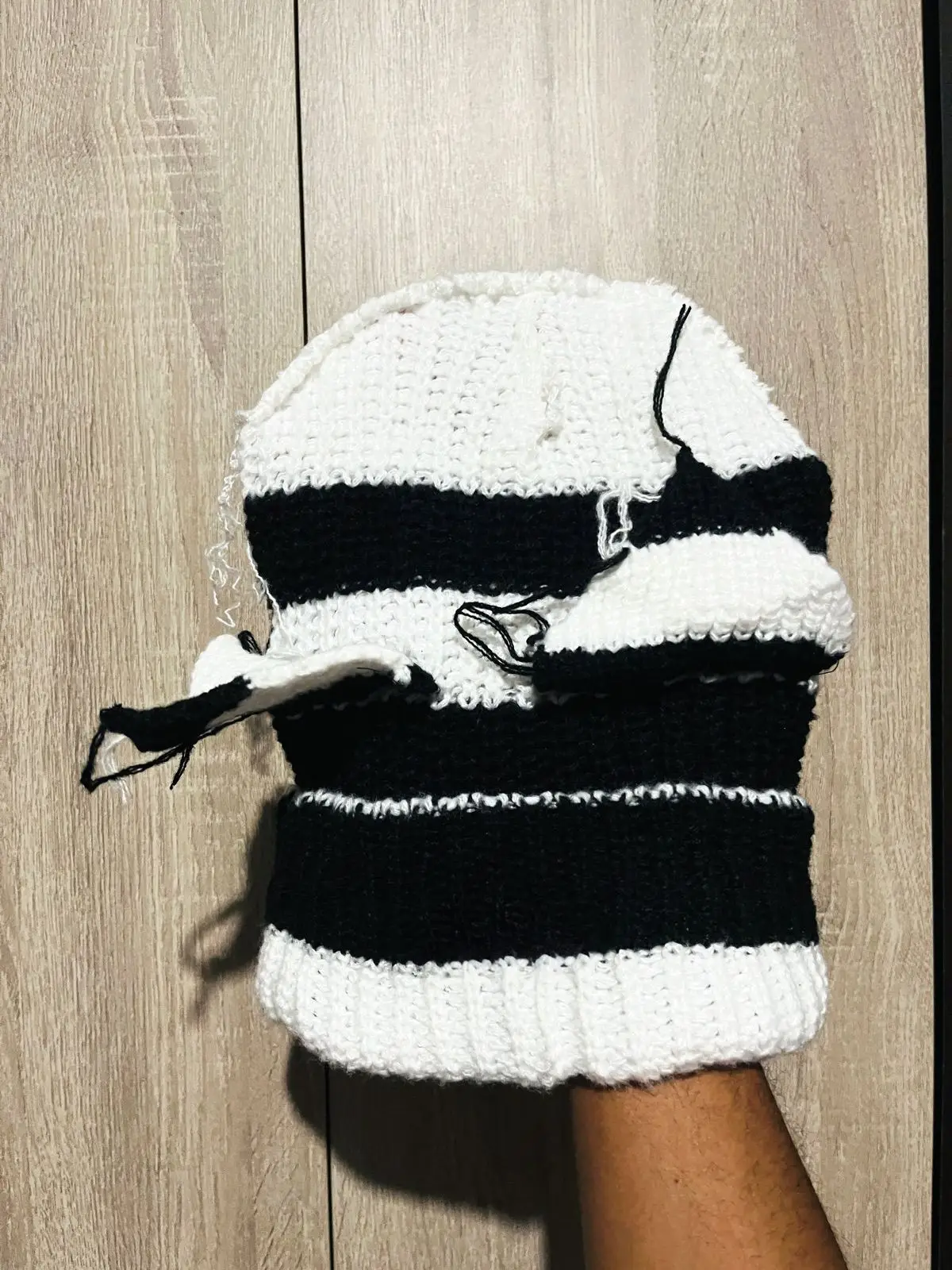 Mr Price Black and White Striped Balaclava