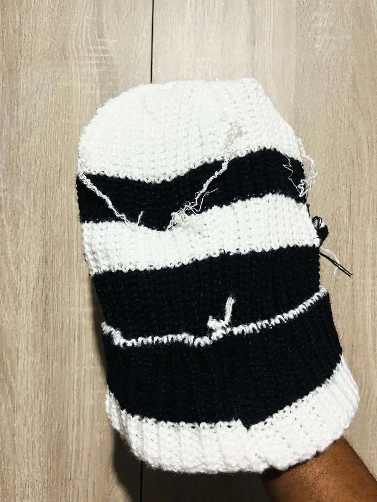 Black and White Striped Balaclava