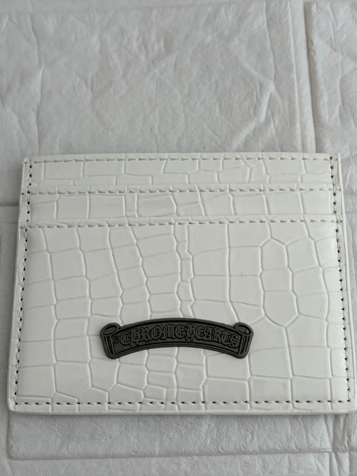 Chrome Hearts White Leather Cardholder